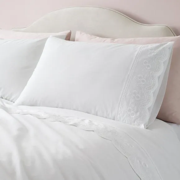 Bianca Fine Linens Elise Lace 100% Cotton Duvet Cover & Pillowcase Set 4
