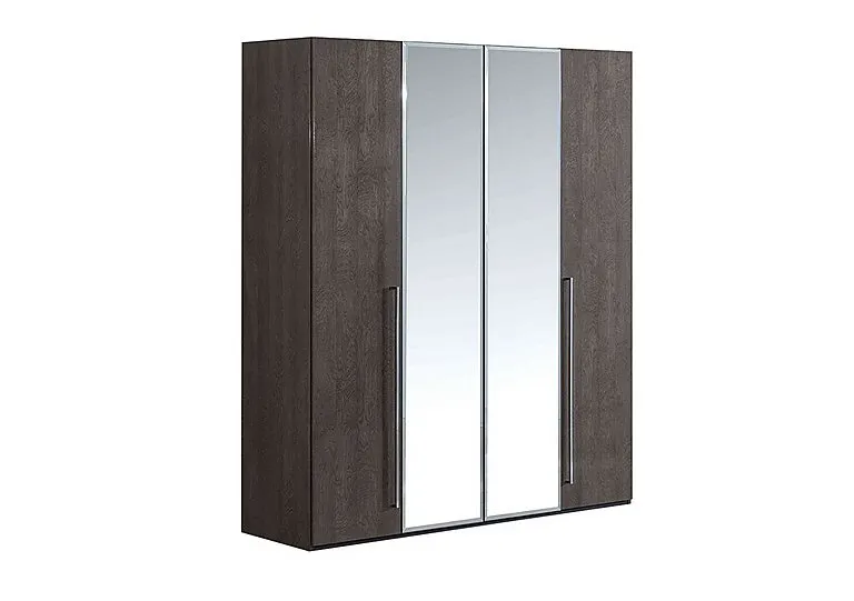 Venezia 4 Door Wardrobe with 2 Mirror Doors - Silver Birch