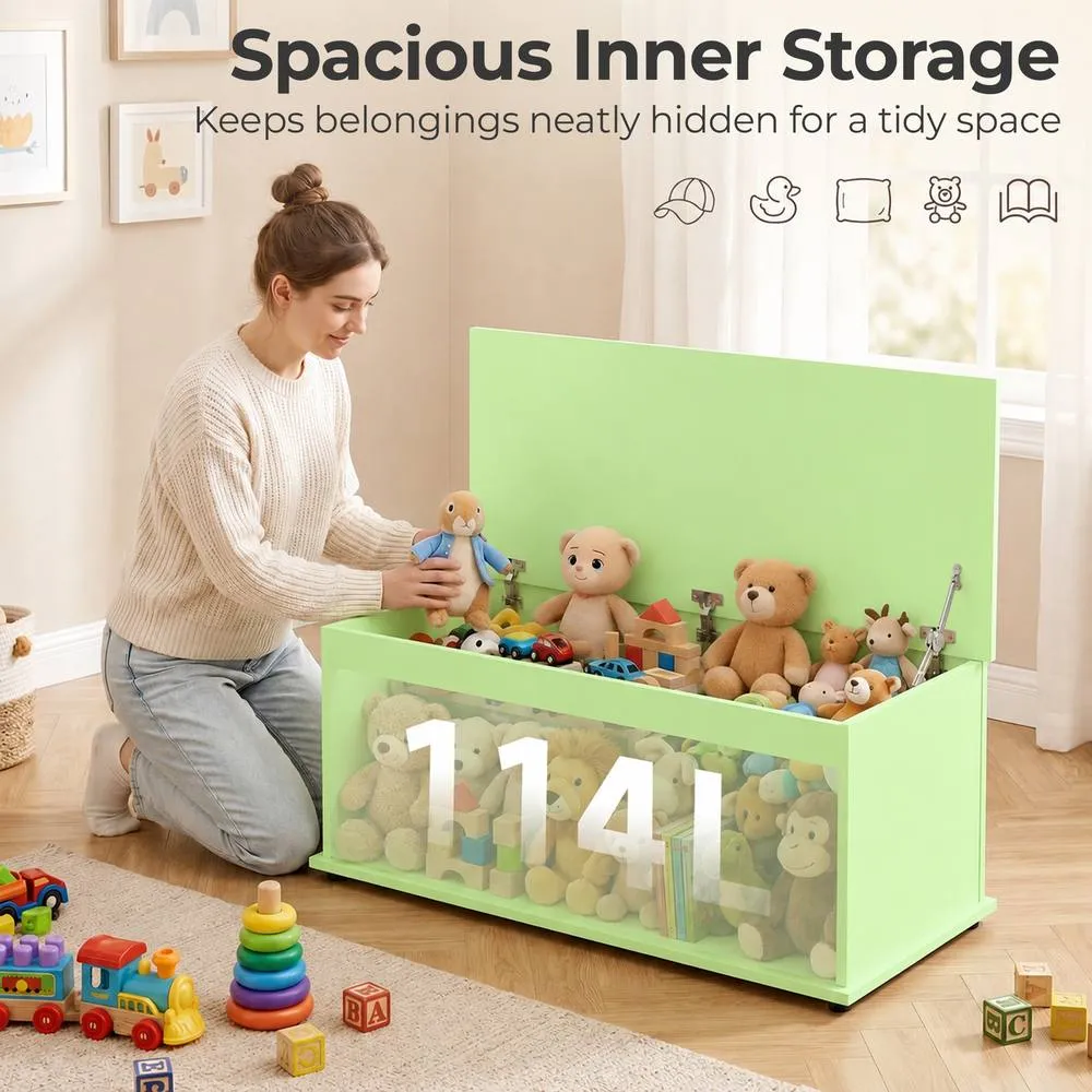 HOMCOM Storage Chest With Lid, 114L Storage Box, Green 6