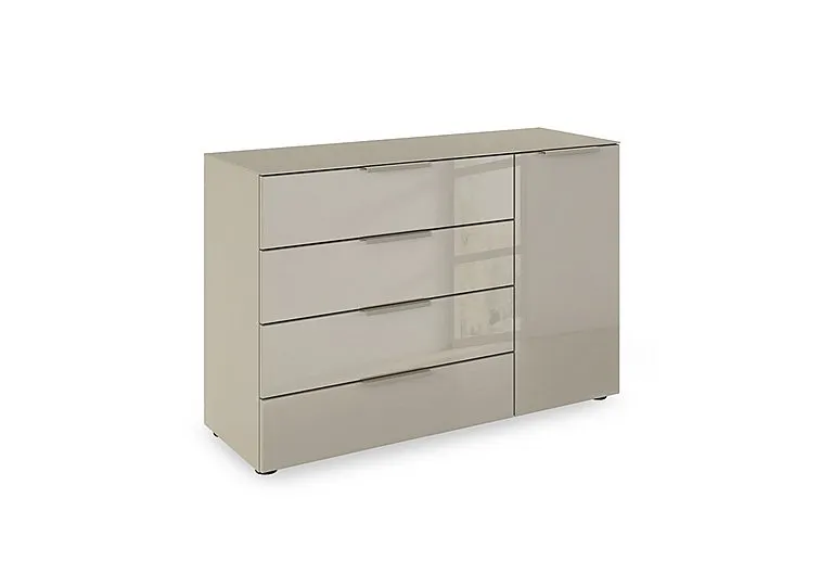 Haven 4 Drawer 1 Door Glass Chest with Glass Top and Front