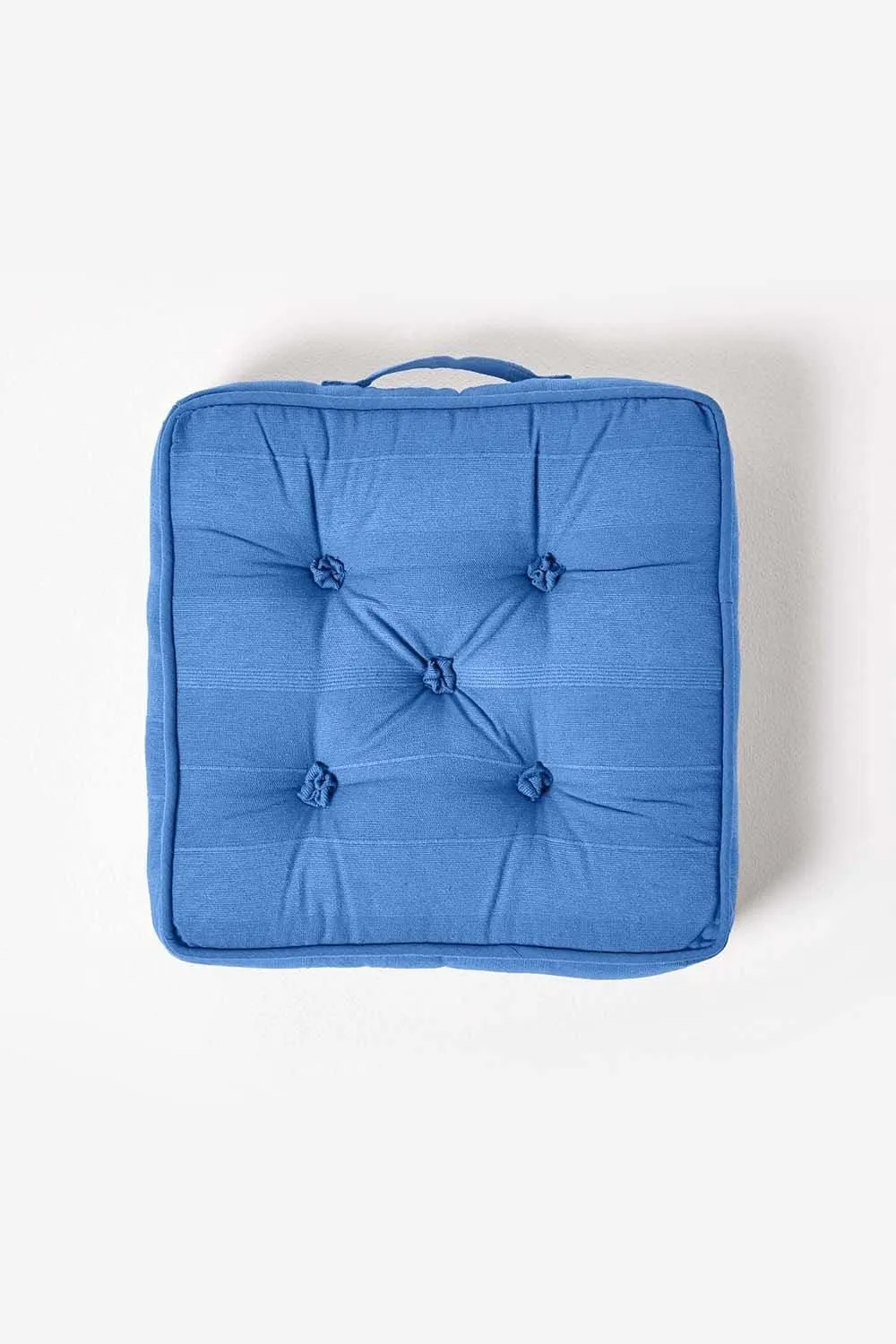Homescapes Rajput Ribbed Cotton Floor Cushion in Blue 3