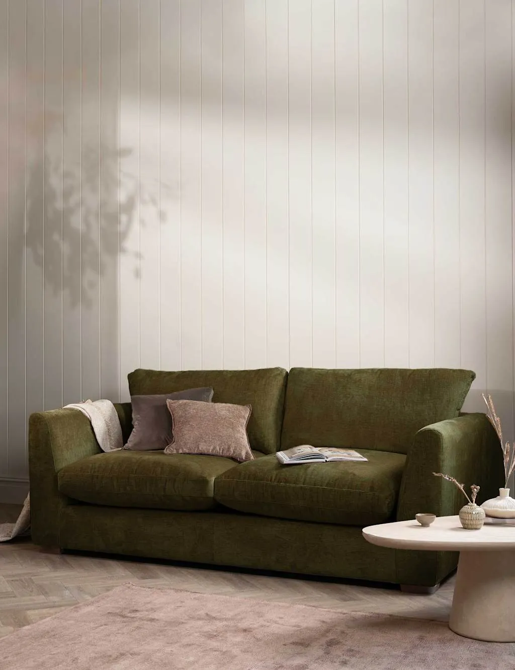 BARKER AND STONEHOUSE Palmer Textured Chenille 2 Seater Sofa Green