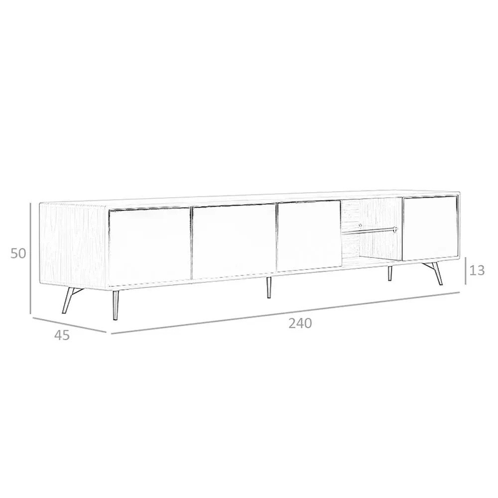 Angel Cerda Walnut TV Unit with Mirror-Effect Black Glass, 4 6