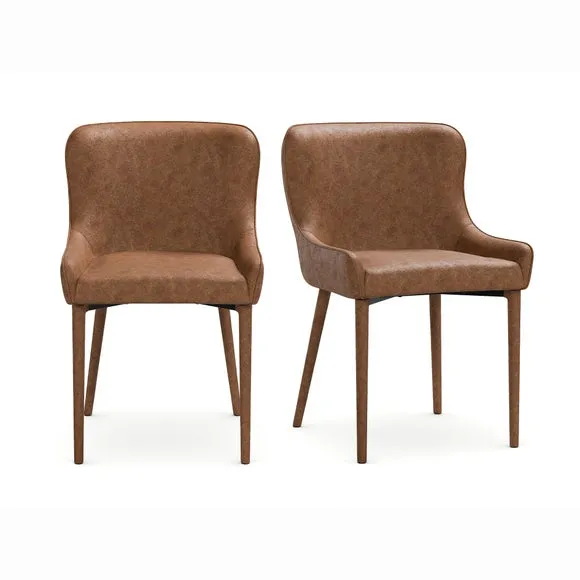Montreal Set of 2 Fully Upholstered Dining Chairs, Faux Leather 6