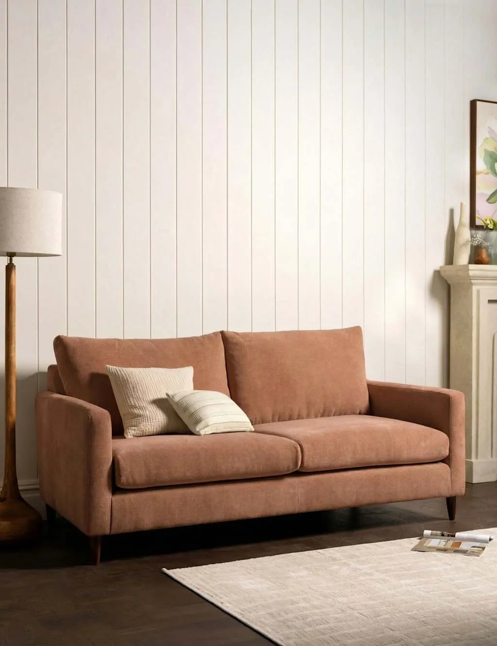 BARKER AND STONEHOUSE Todd Chenille 2 Seater Sofa Dusky Rose