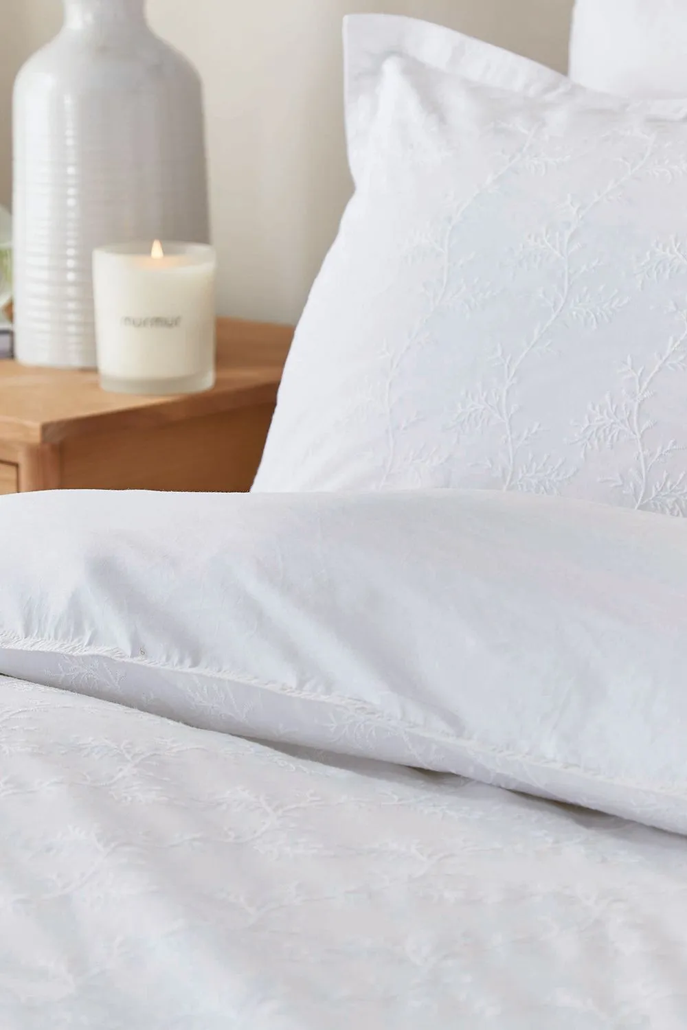 Murmur 'Bea' Cotton Embroidered Duvet Cover Set in White 3