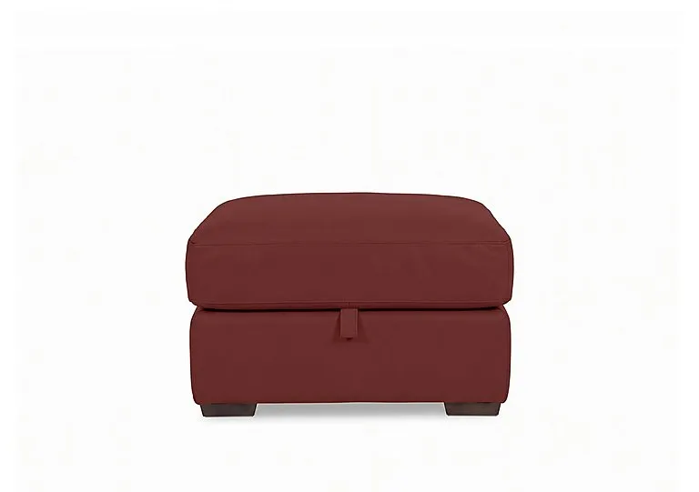 Recharge Leather Storage Footstool - BV Deep Red - Living Room Furniture - In Time for Christmas