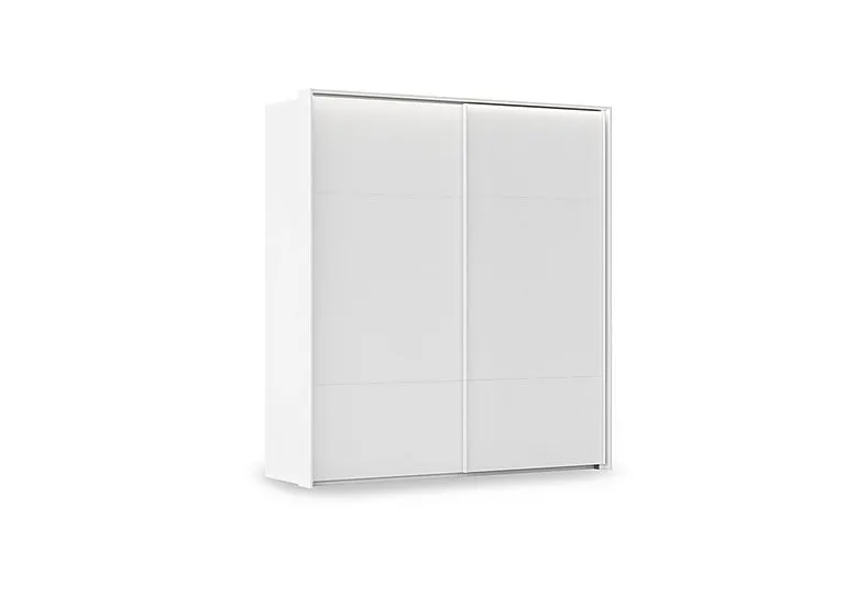Haven 210cm 2 Door Slider Wardrobe with Décor Doors and Lights - Alpine White