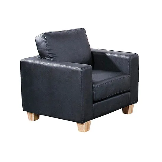 Wasp PU Leather 1 Seater Sofa In Black