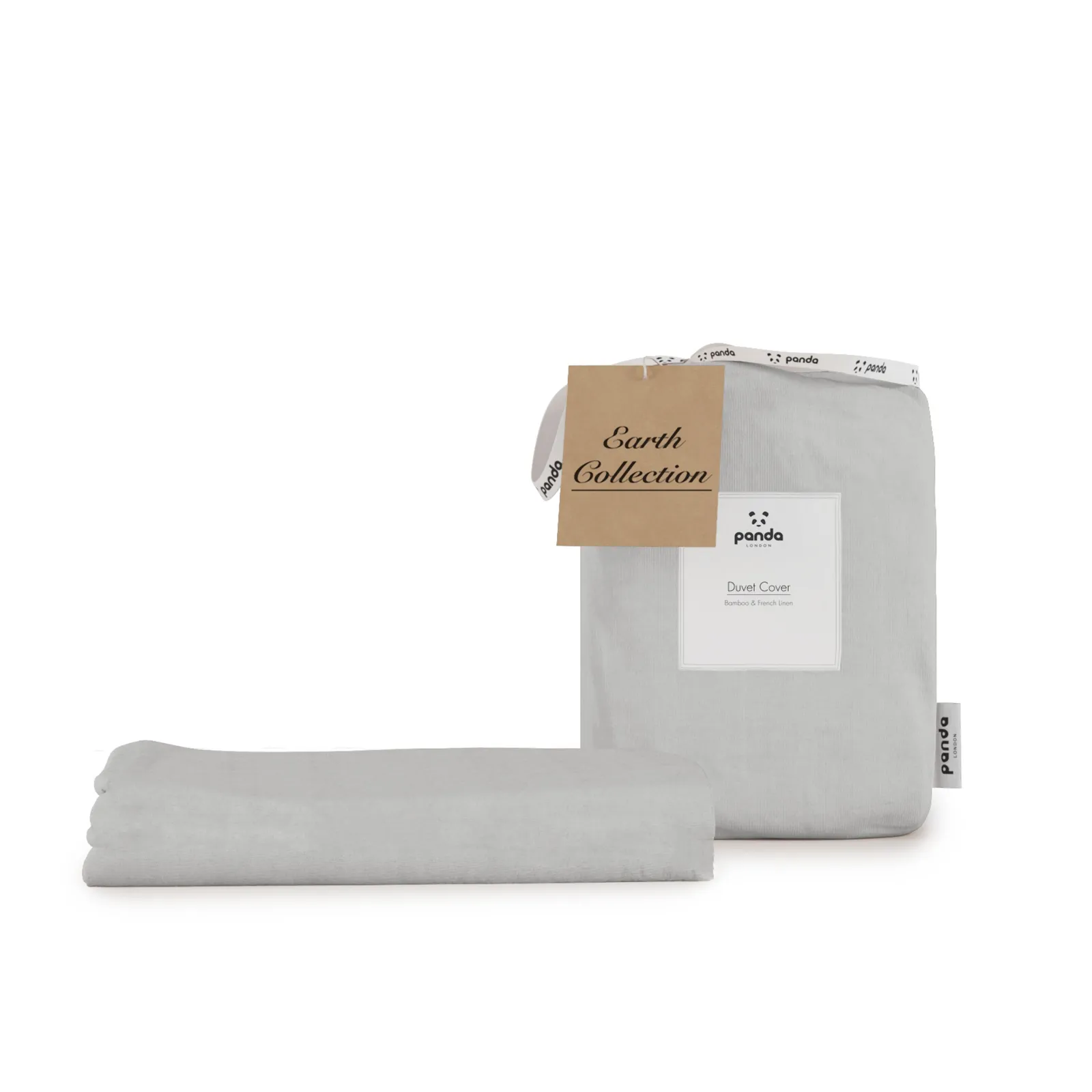 Panda London Panda Bamboo & French Linen Duvet Cover in Mid Grey 2