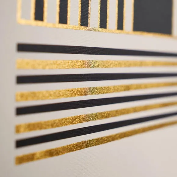 Art Deco Linear Gold Detail Black Framed Print 3