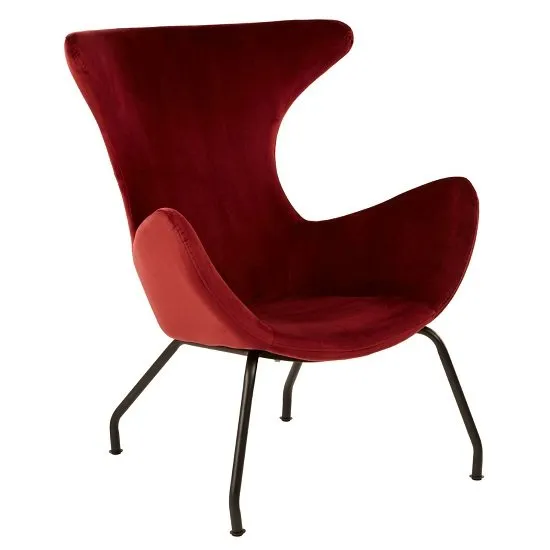 Giausar Metal Legs Chair In Red Fabric