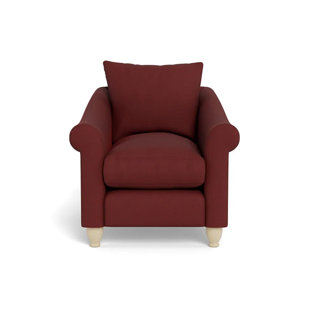Heal's Devon Armchair Capelo Linen-Cotton Etruscan Red Natural Feet