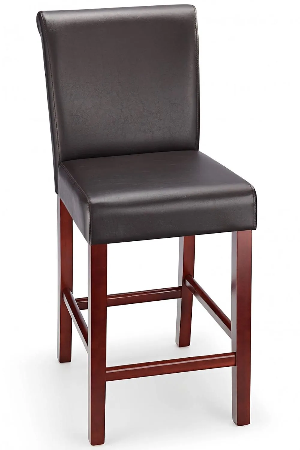 netfurniture Sienna Walnut Frame Bar Stool Brown - Padded Faux Leather