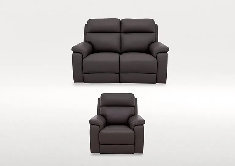 Raven 2 Seater Leather Power Recliner Sofa and Armchair Set