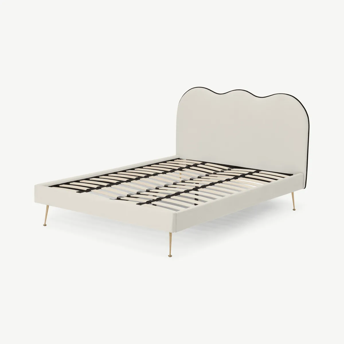 Fenella King Size Bed, Oatmeal Weave & Brass
