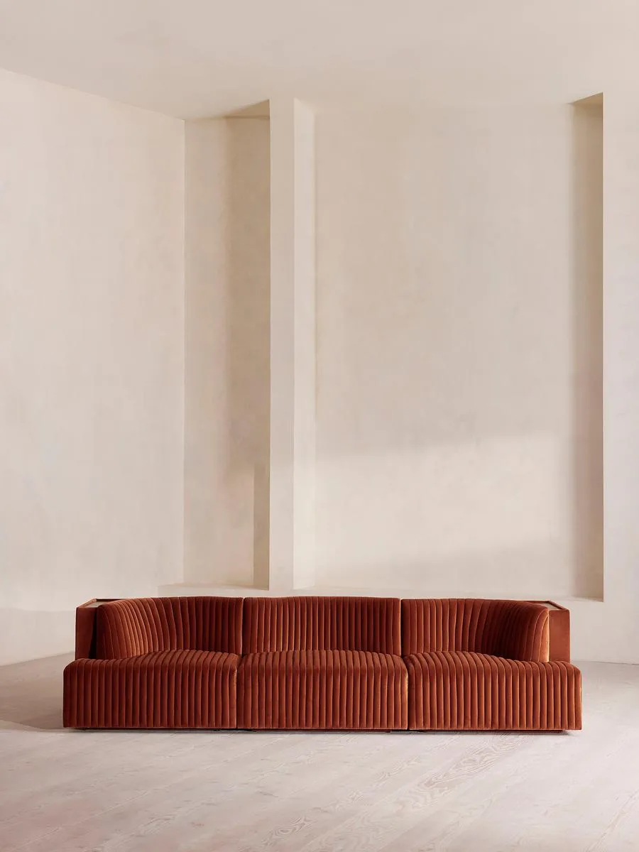 Hamish Modular Sofa, Four Seater, Velvet, Rust