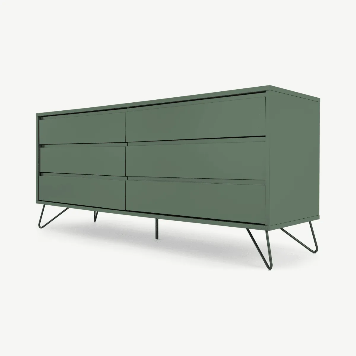 Elona Wide Chest of Drawers, Fern Green & Black