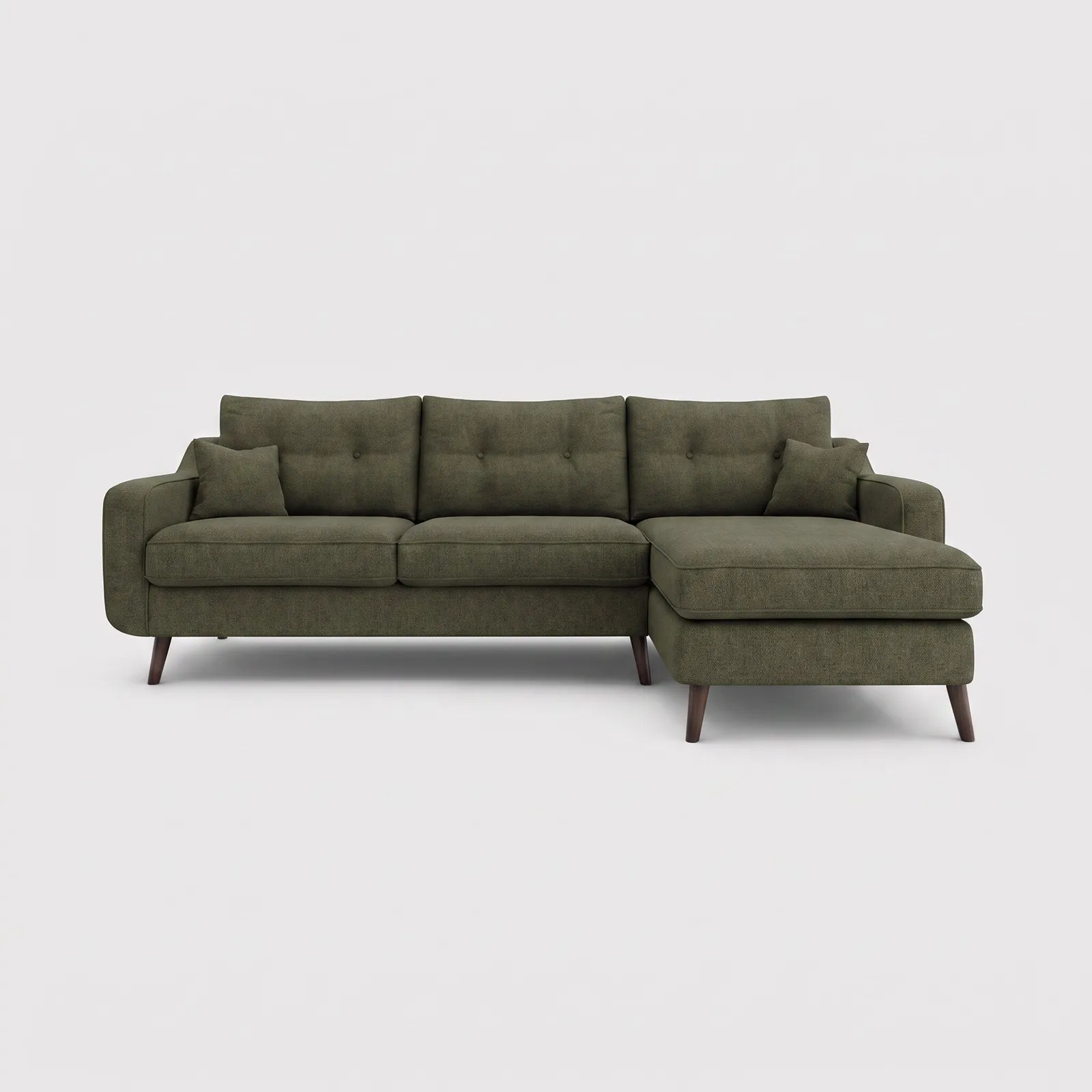 Myers Large Chaise Corner Sofa Right, Green Fabric | Barker & Stonehouse