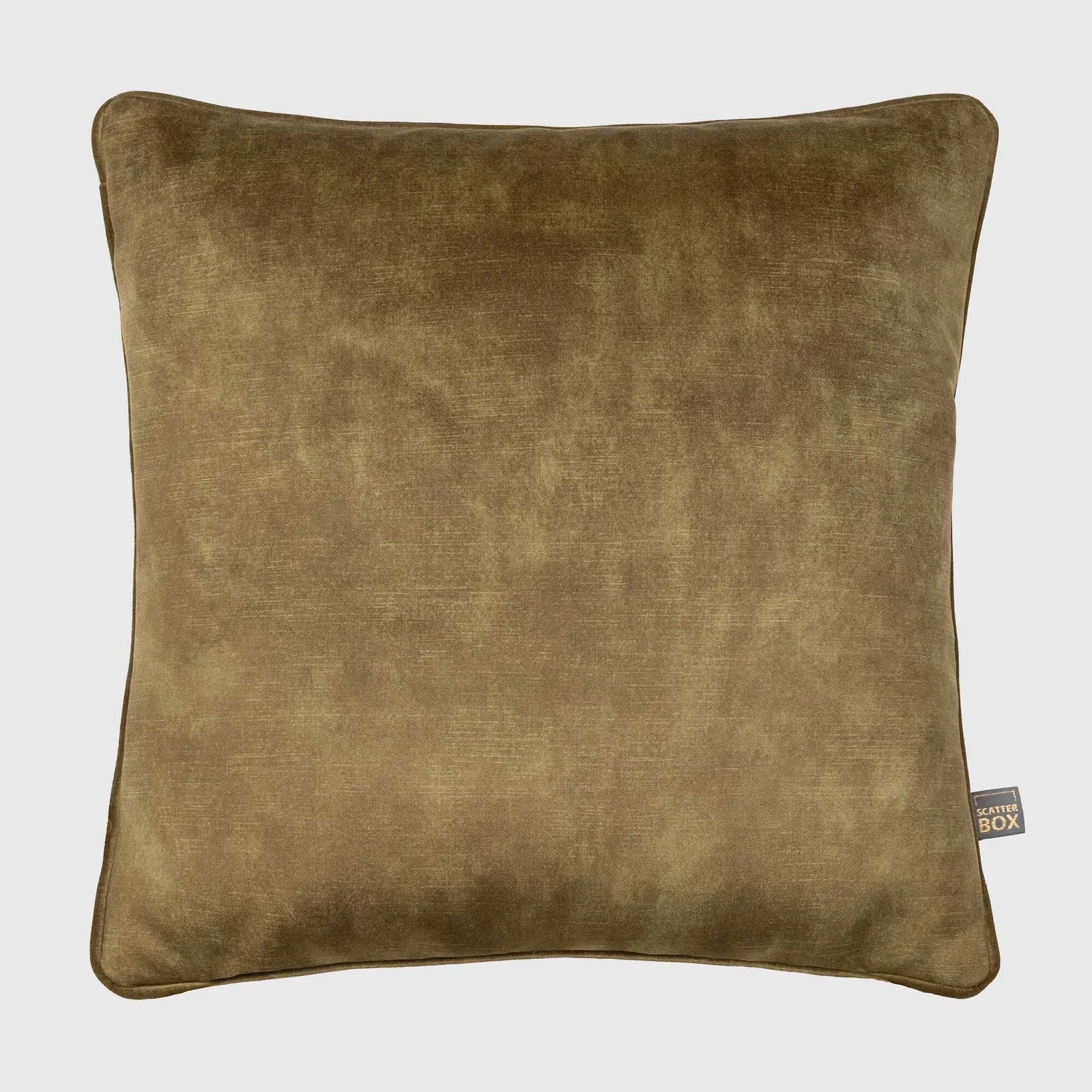 Two Tone Olive & Camel Cushion, Square, Green Polyester | Barker & Stonehouse