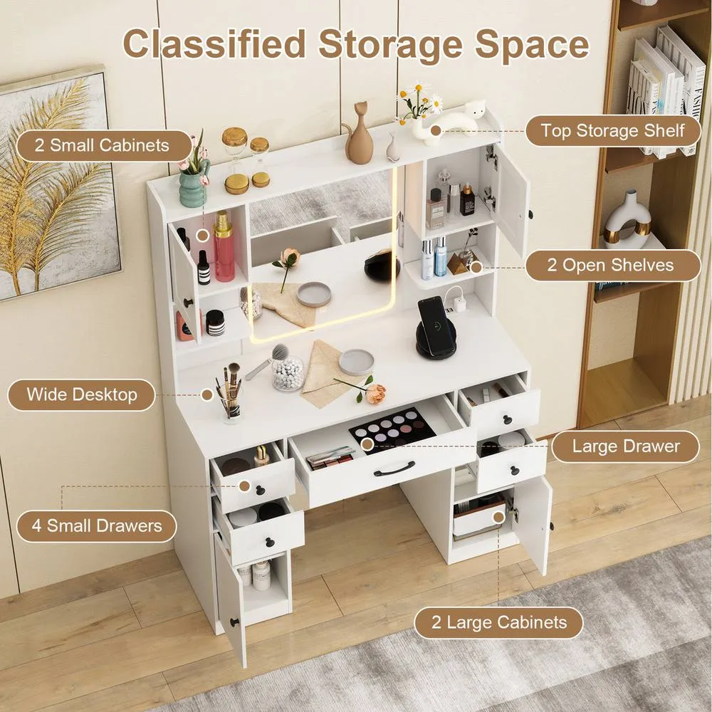 Costway Makeup Vanity Desk with Mirror - White 2