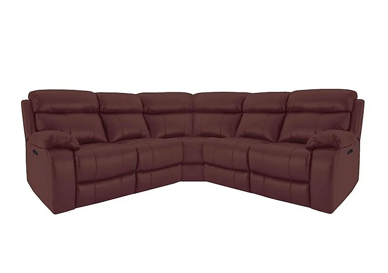 Moreno Leather Power Recliner Corner Sofa with Power Headrests - BV Deep Red
