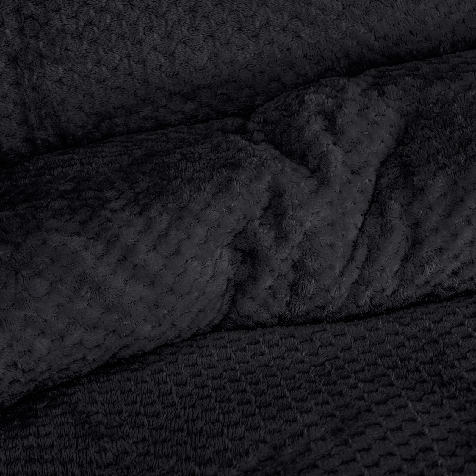 Smart Living Luxury Super Soft & Reversible Waffle Teddy Fleece Duvet Set in Black 3