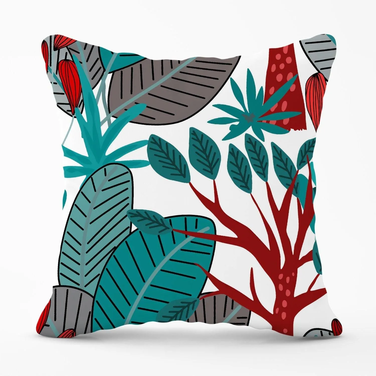 Warren Reed - Designer Jungle Exotic Summer Tropical Leaves Outdoor Cushion in Green