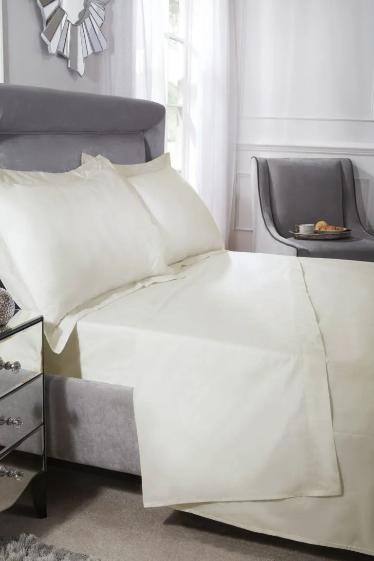 New Edge Blinds 400 Thread Count Cotton Collection Flat Sheet in Cream