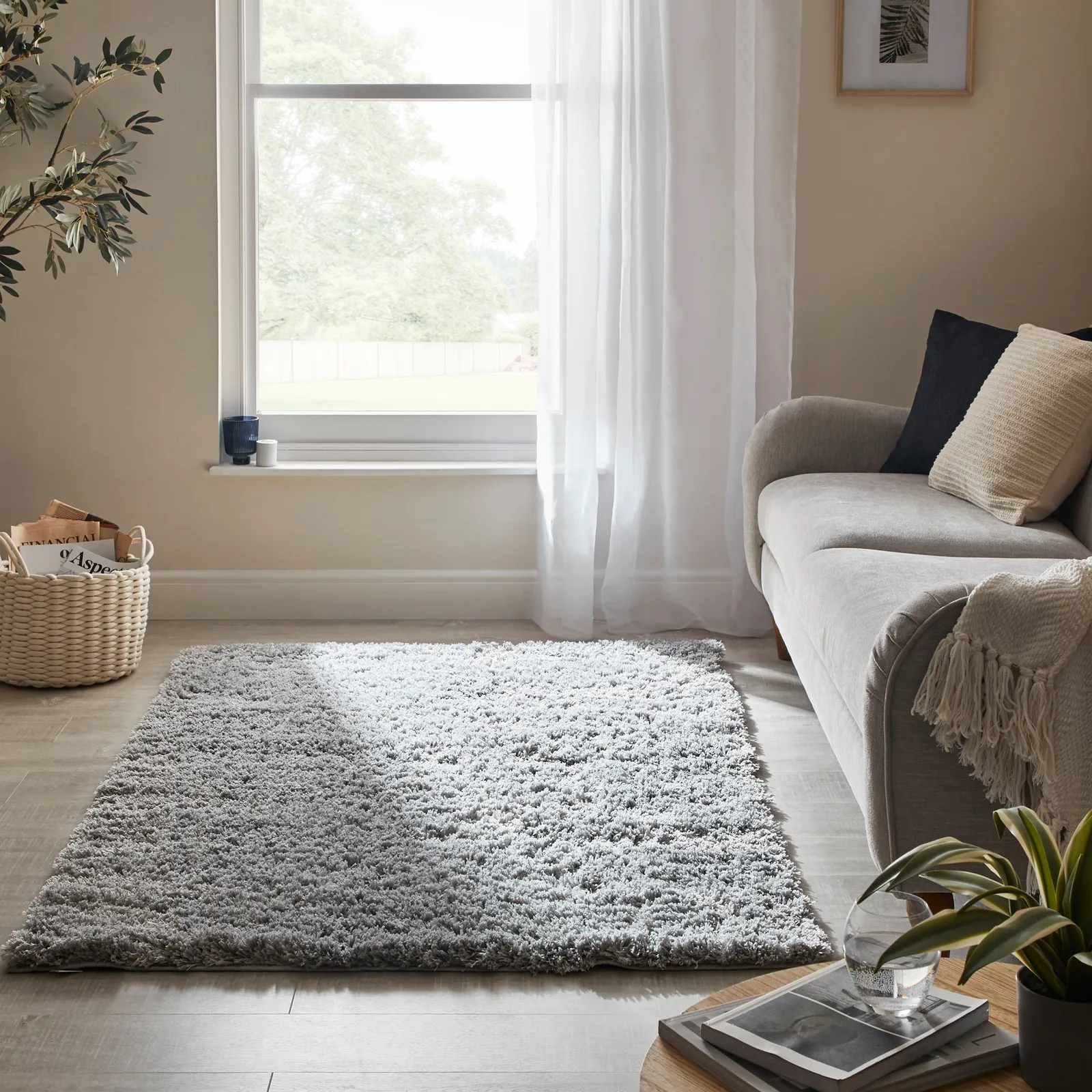 Jasper Fluffy Rug Silver