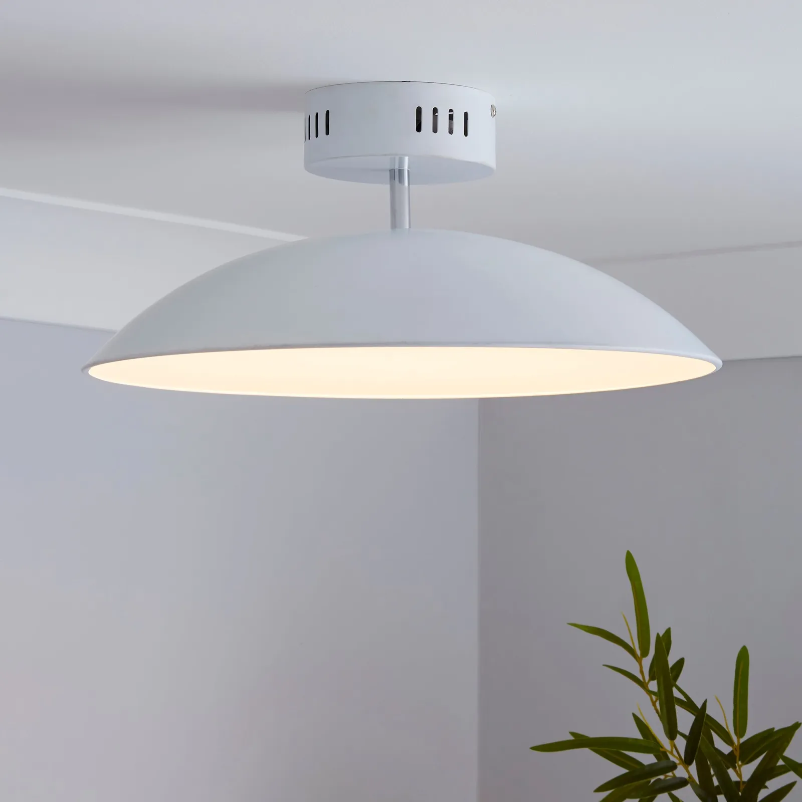 Usk White Semi-Flush Ceiling Fitting White