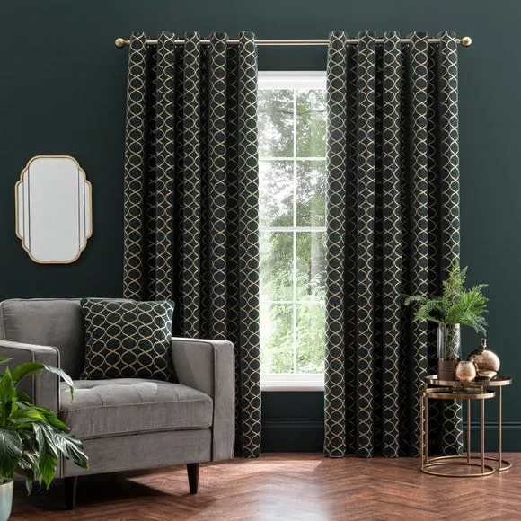 Chenille Ogee Eyelet Curtains 2
