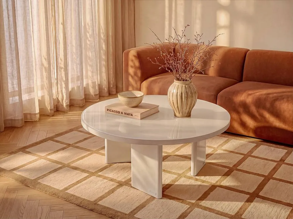 Vente-unique Coffee Table In MDF & Toughened Glass - Lacquered Beige - DORLENA 3