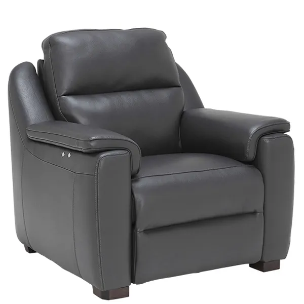 Strauss Grey Leather Recliner Armchair
