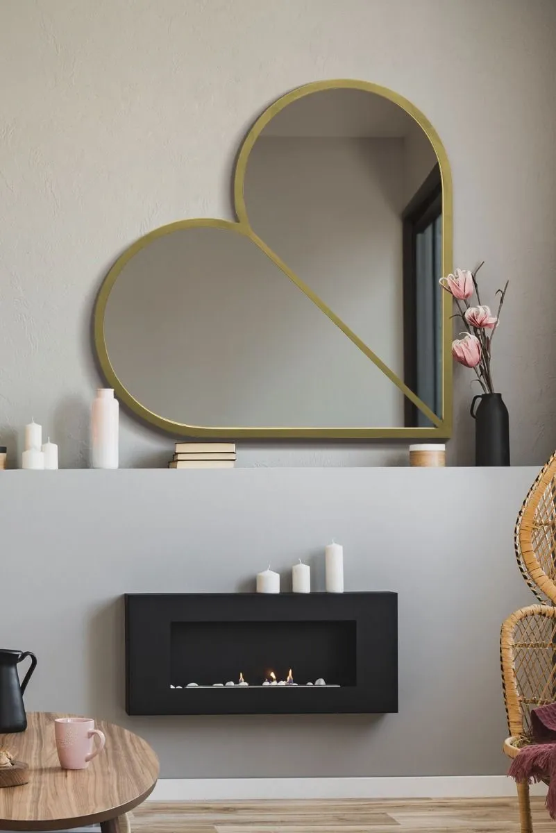 MirrorOutlet Gold Metal Framed Heart Shaped Wall Mirror (80CM X 80CM) 6