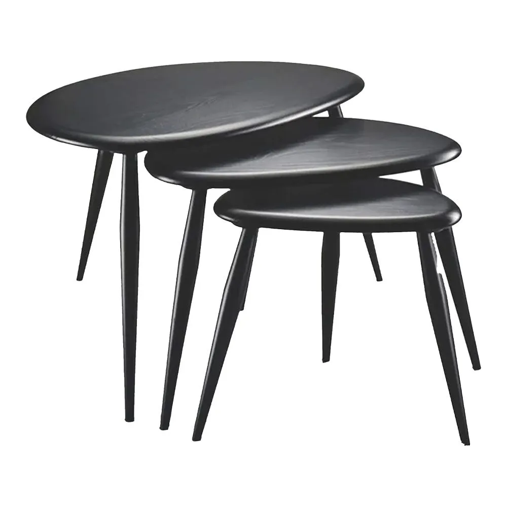 Ercol Pebble Nest of Tables Black Ash 2