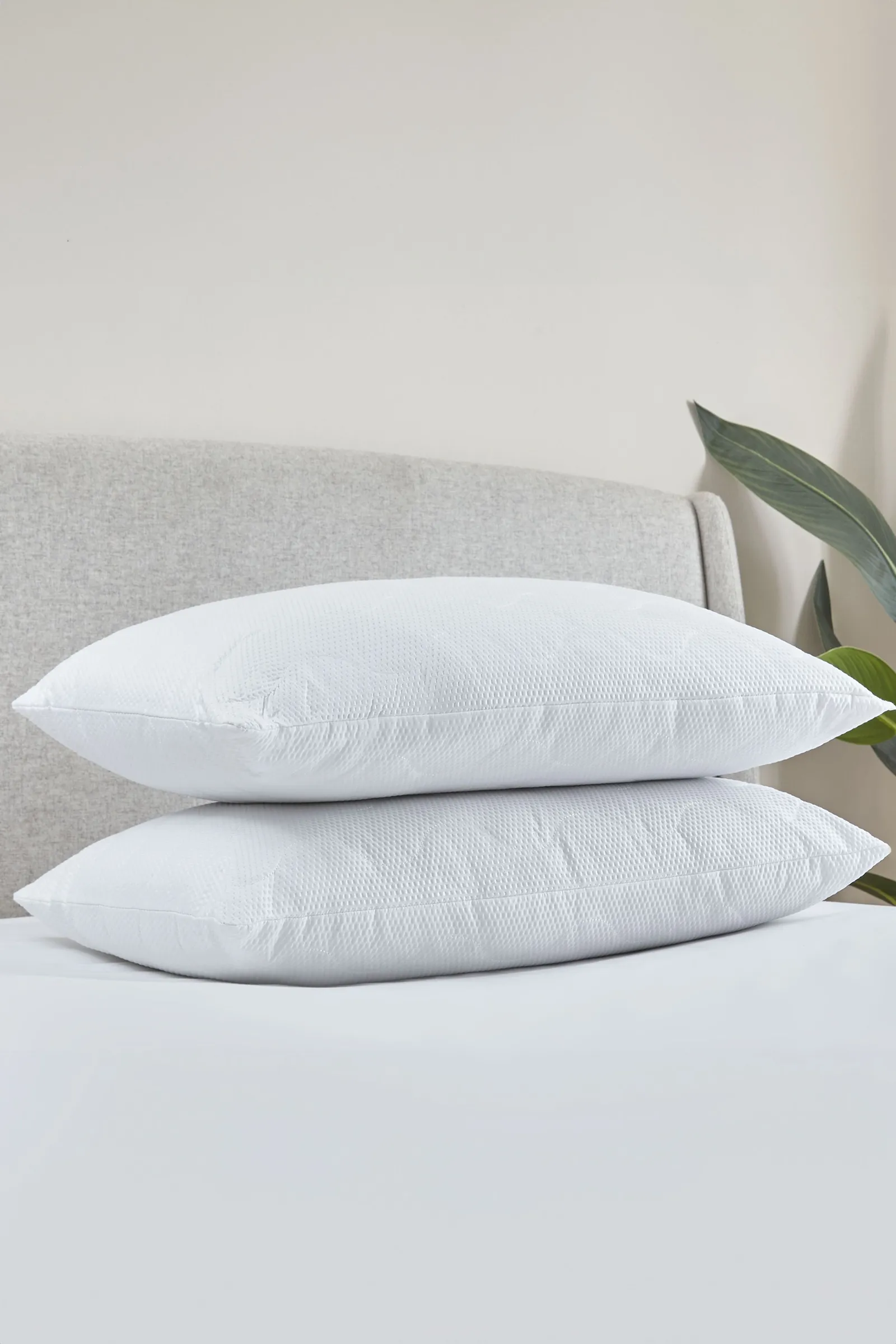 Catherine Lansfield 'Luxury Quilted Comfort' Embossed Pillow Pair in White 2