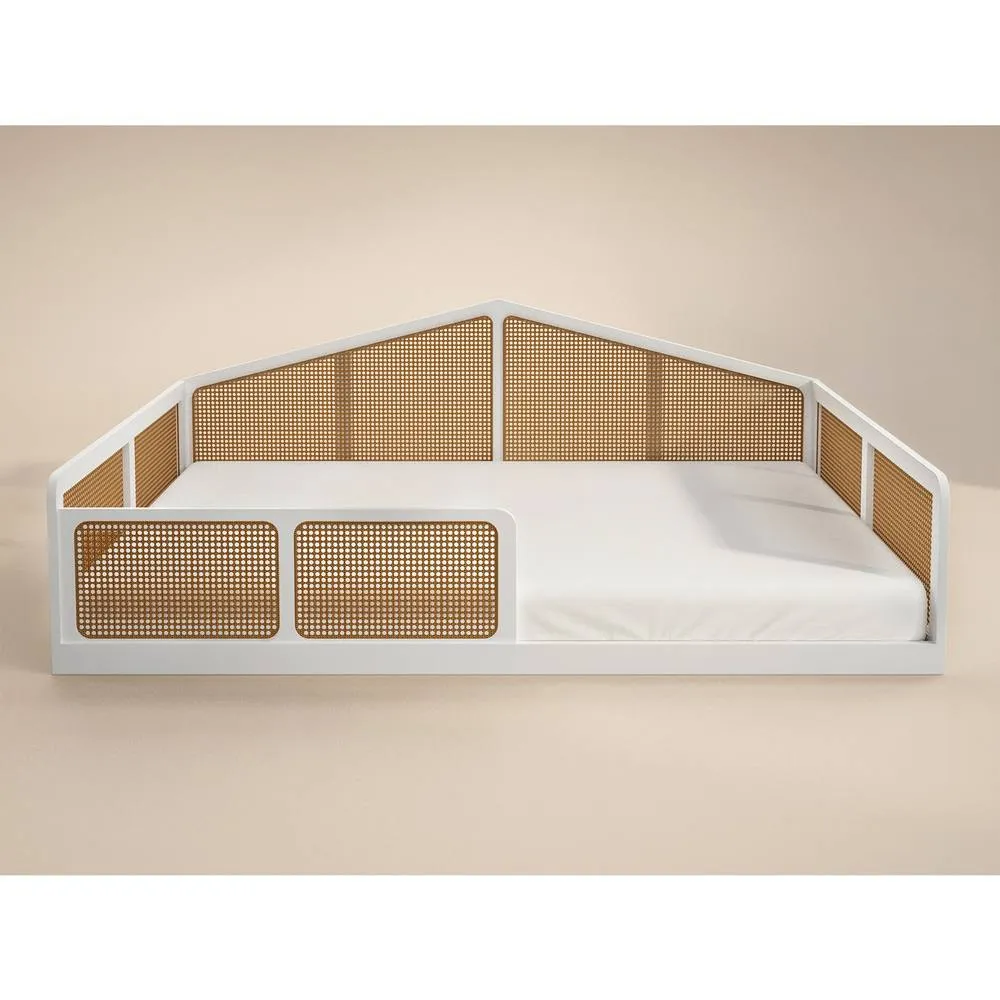 Flair Julian Small Double Montessori Bed with Rattan Panels in White 3