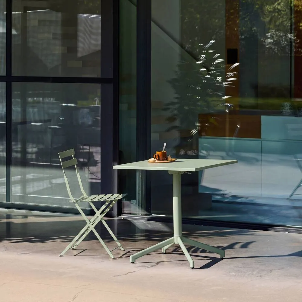 sweeek Square folding bistro garden table, steel seats 2 in Light Green 3
