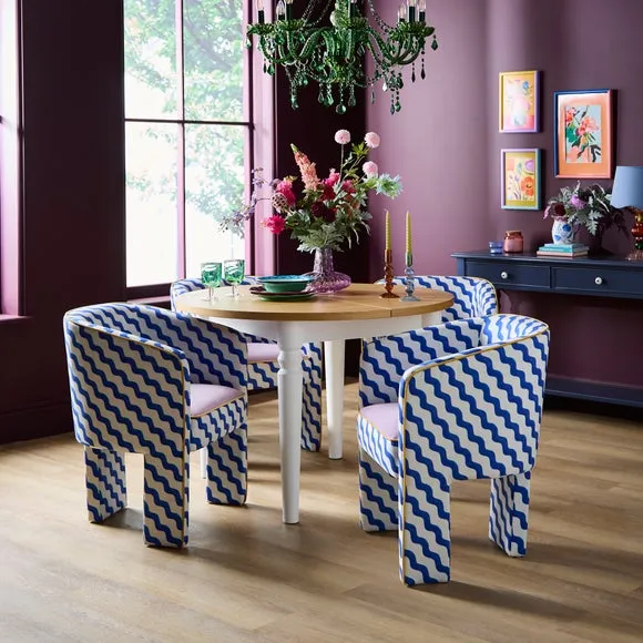 Sophie Robinson Dining Chair, Colbalt Blue Wiggle Fabric 2
