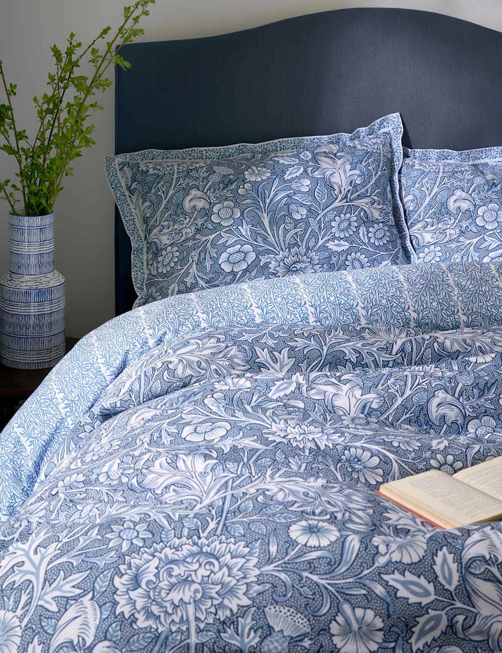 William Morris At Home 2 Pack Pure Cotton Frieze Double Bough Pillowcases Blue Mix