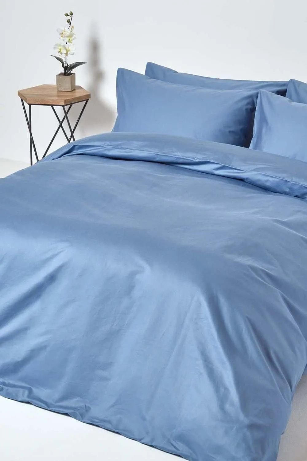 Homescapes Egyptian Cotton Flat Sheet 1000 Thread Count in Bright Blue 4