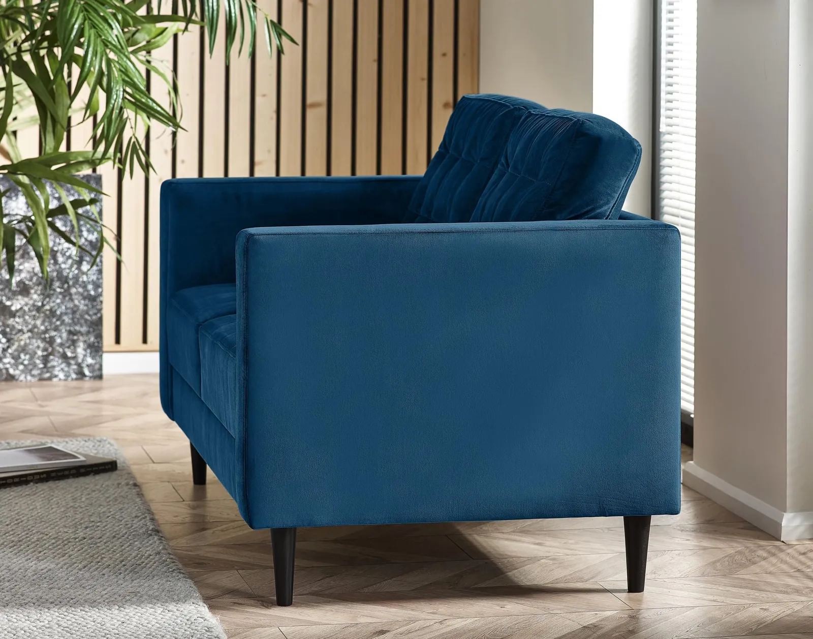 FurnitureboxUK Jade 2-Seater Soft Touch Velvet Sofa With Solid Wood Frame in Navy 2