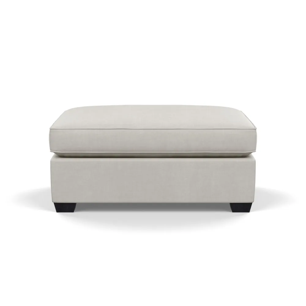 Heal's Torino Footstool Capelo Linen-Cotton Sea Salt Black Feet