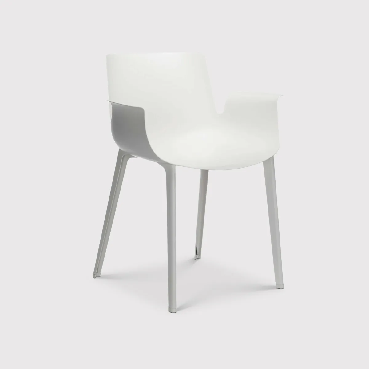 Kartell Piuma Dining Chair With Arms, White Plastic | Barker & Stonehouse