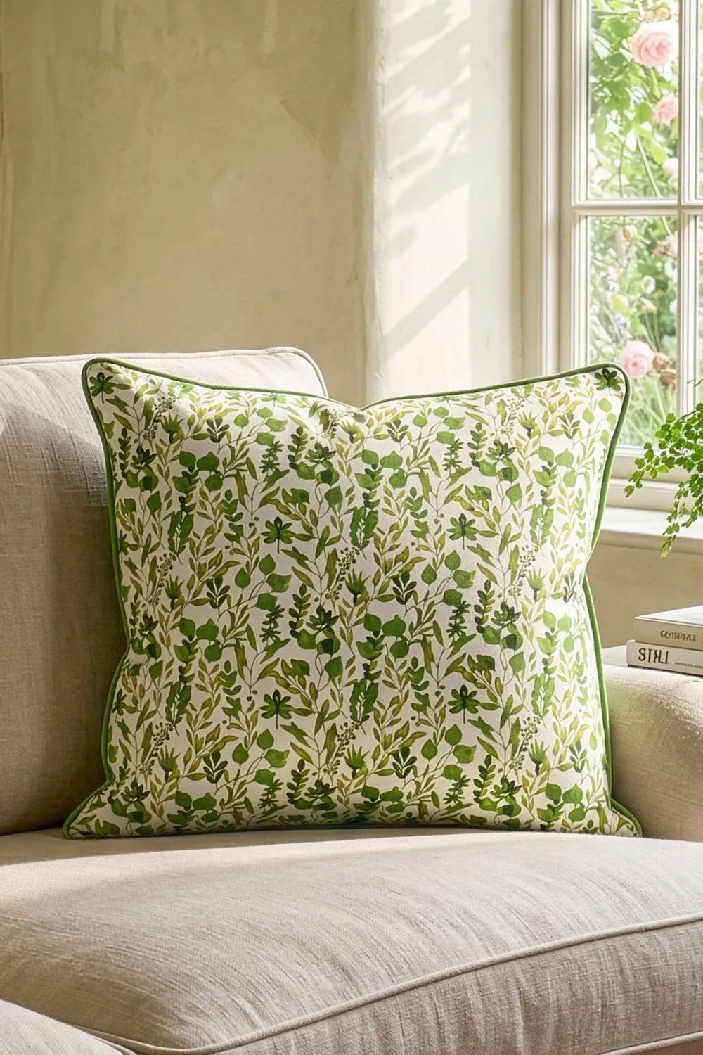 Dibor Meadowbrook Botanical Indoor Chair Sofa Cushion L50 x W50cm in Green