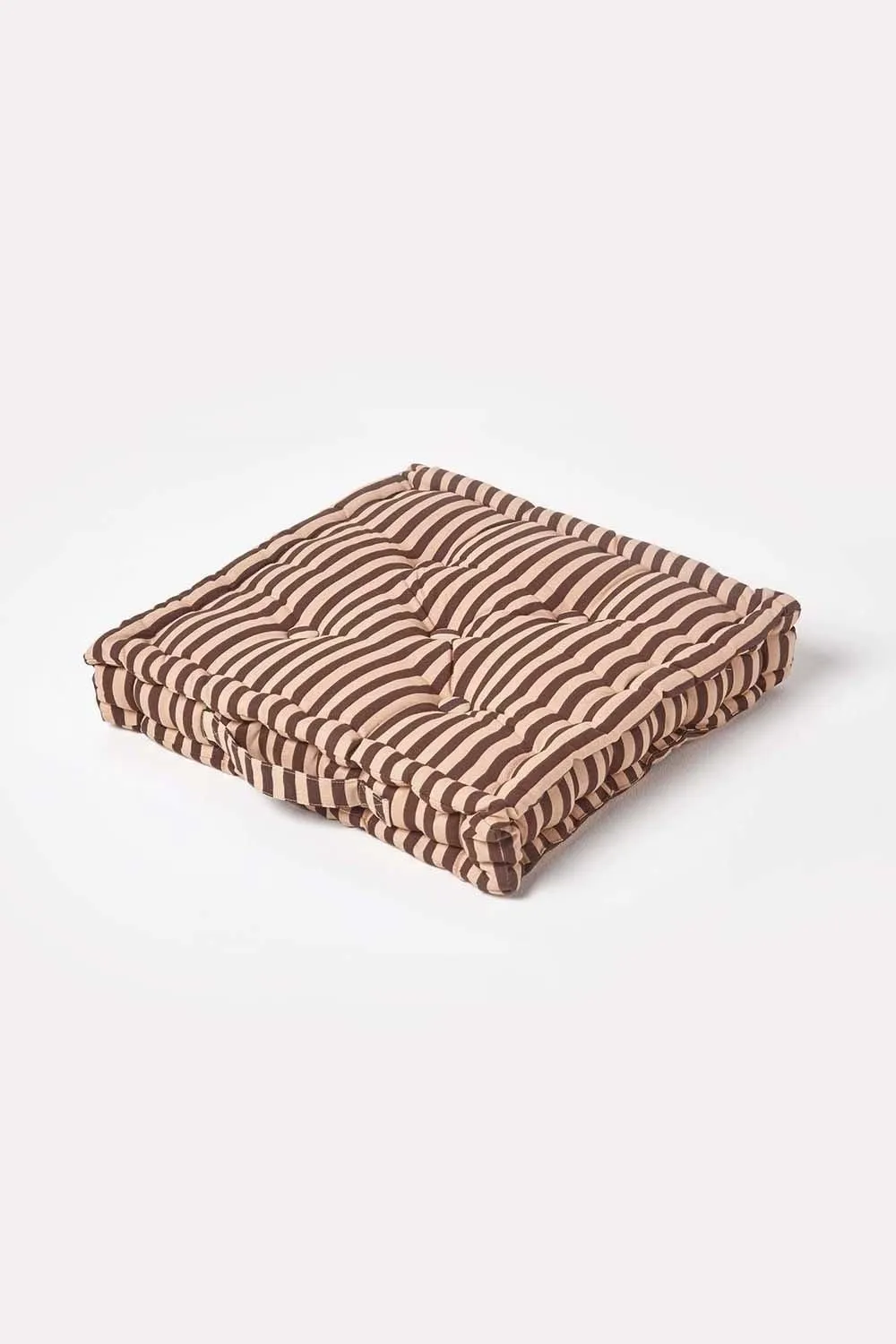 Homescapes Cotton Thin Stripe Floor Cushion in Beige