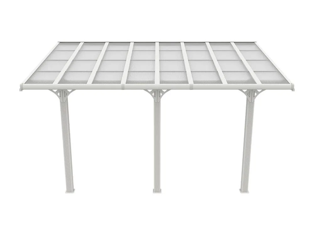 Vente-unique Wall-Mounted Aluminium Carport Pergola With Polycarbonate Roof - 15.13 in White 2