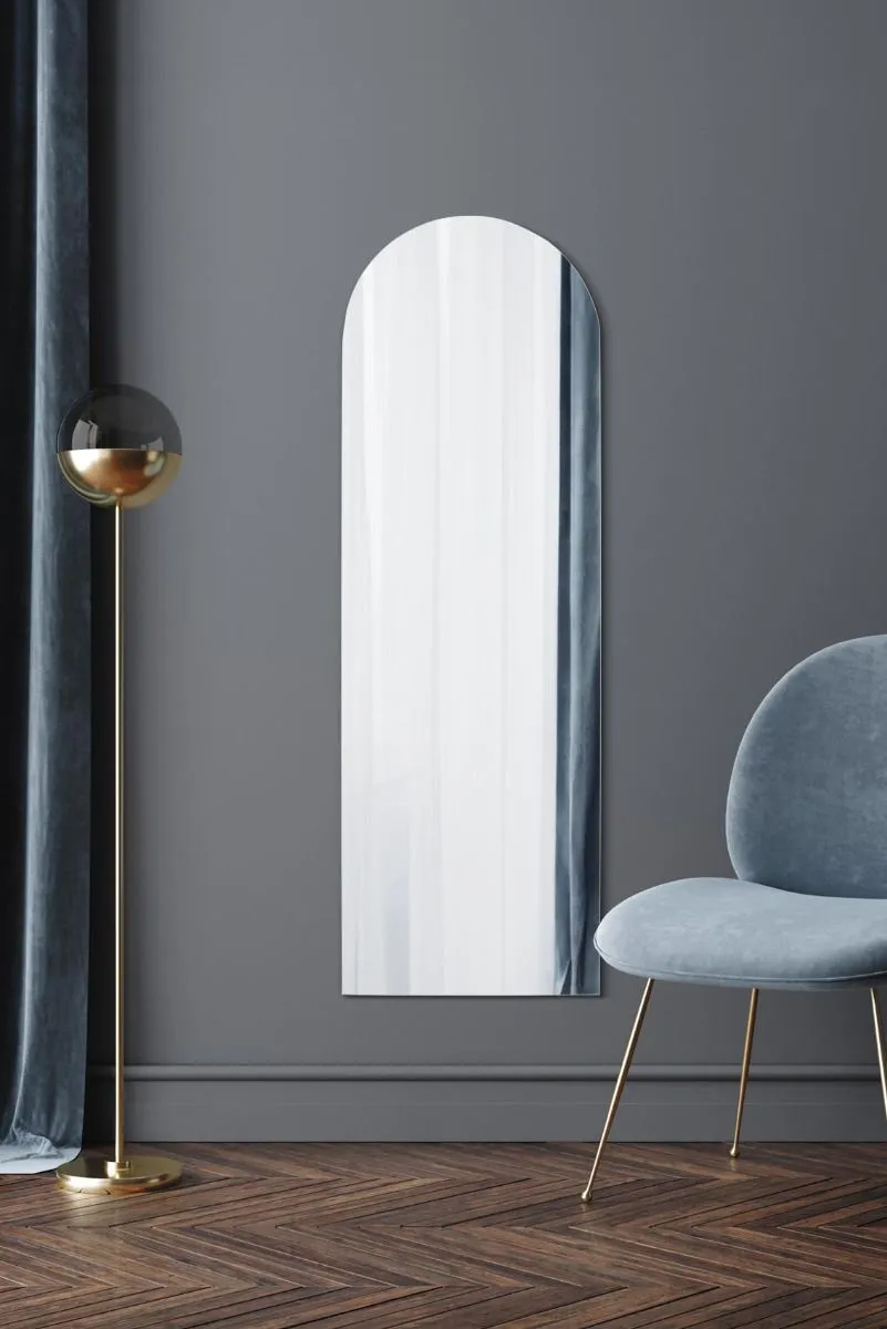 MirrorOutlet Frameless Arched Leaner/Wall Mirror 59" X 20" (150CM X 50CM) in Silver
