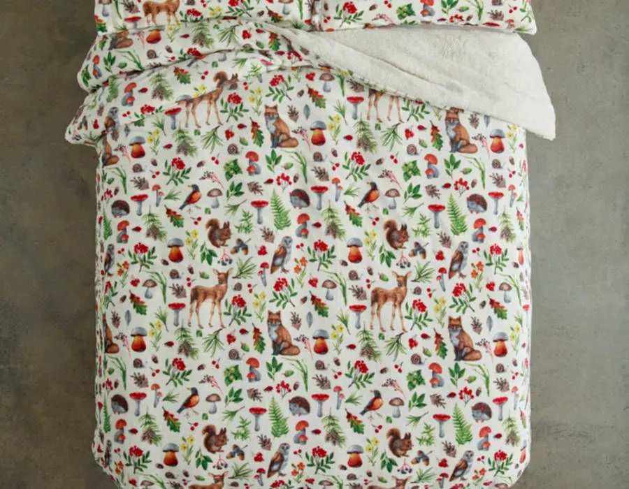 Deyongs Autumn Animals Fleece Duvet Cover Set with Sherpa Reverse - Cosy Woodland Printed Bedding | 1846 3